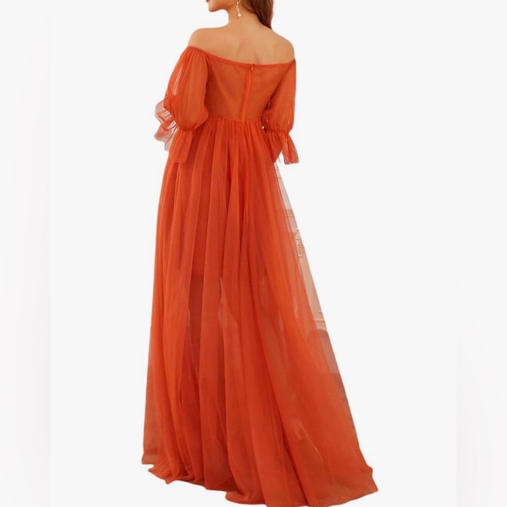 Maternity Maxi Dress SMALL Photoshoot Baby Shower Gender Reveal Earthy Ethereal - Picture 2 of 16
